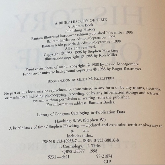 A BRIEF HISTORY OF TIME, STEPHEN HAWKING hardcover 10th anniversary edition - Picture 4 of 5